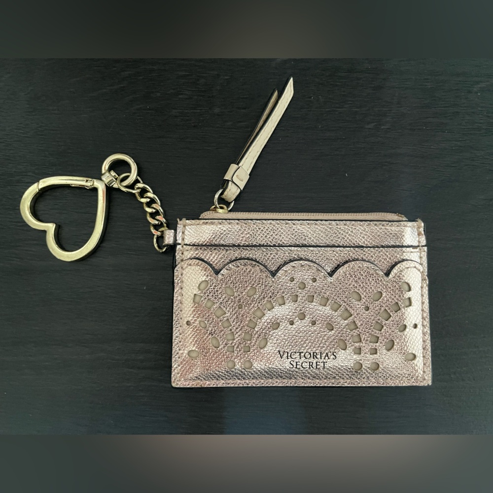 Victoria's Secret Metallic Card Holder with Heart Keychain